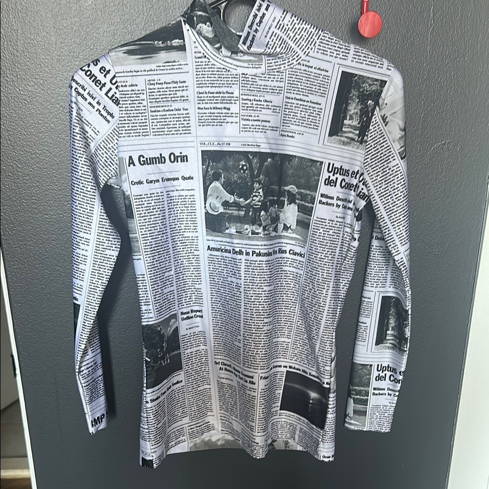 Balenciaga Newspaper Print Long Sleeve Top